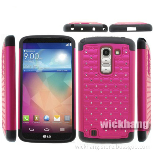 Heavy Duty Glitter Hybrid Studded Diamond Cover Hard Case for LG PRO2 F350A
